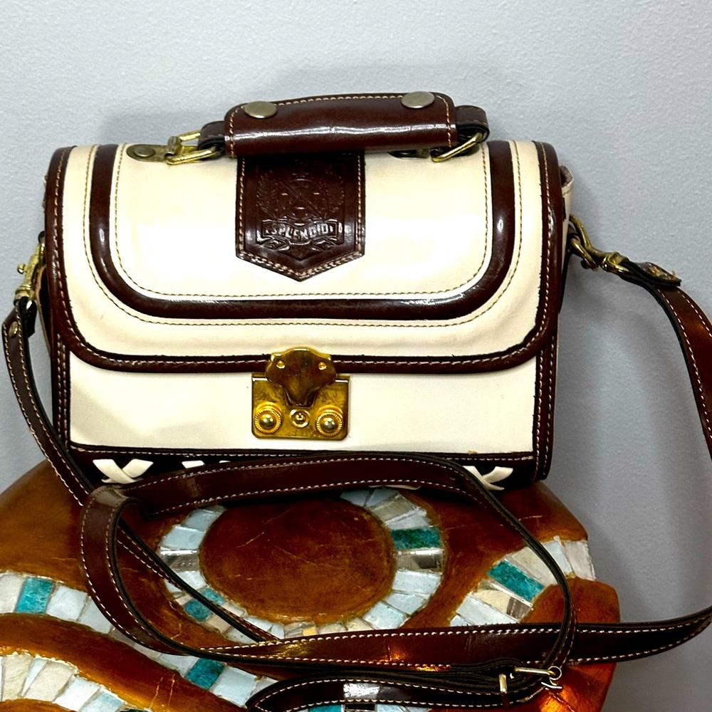Splendid white brown crossbody purse